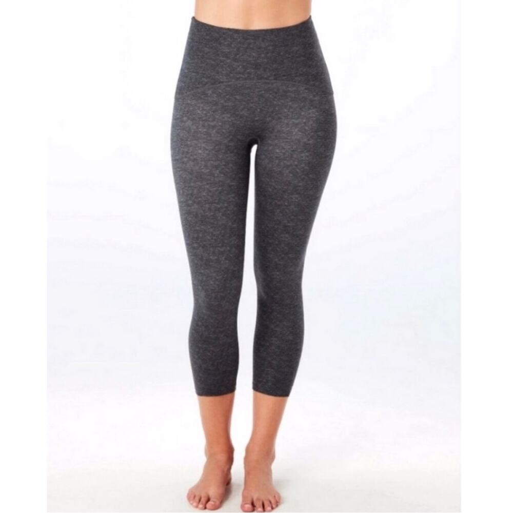 SPANX Active Compression Crop Leggings Heather Gray Print XL Athletic 50123R NWT